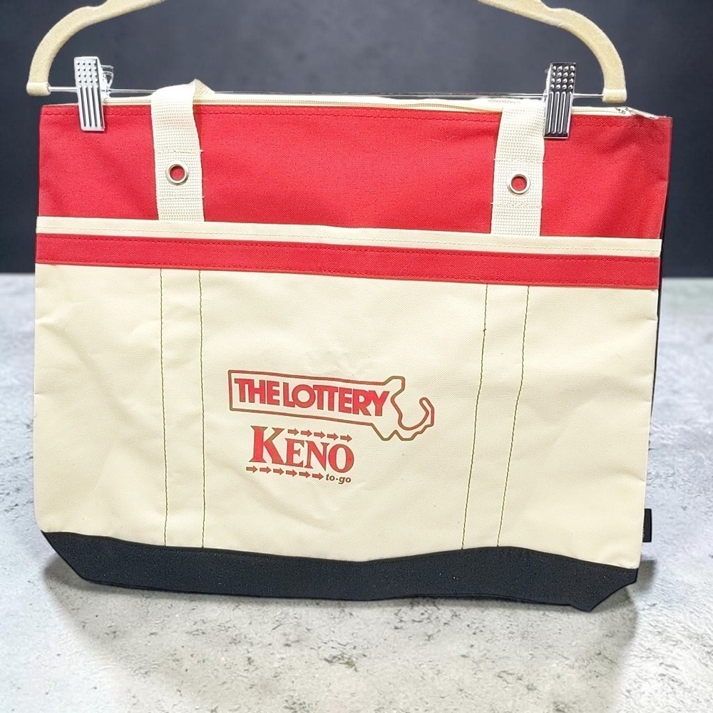 Gemline Massachusetts State Lottery Keno Tote Bag Red White Blue Zippered Bag